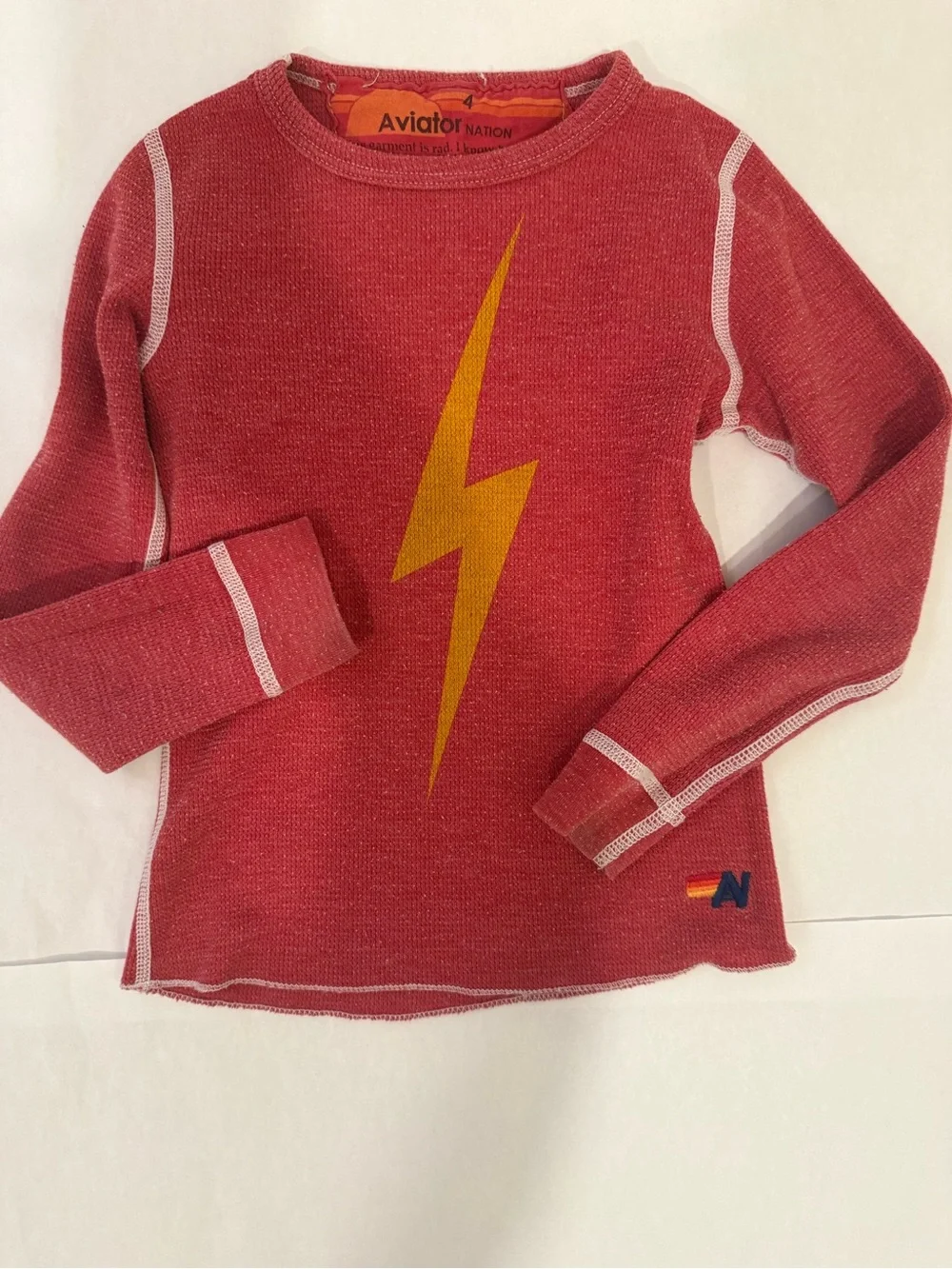Aviator Nation Red Lightning Top with Gray Logo Joggers